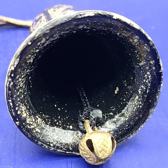 3 Vintage Festive Holiday Bells Kashmir Painted Paper Mache Cloisonne Holly - Picture 10 of 12